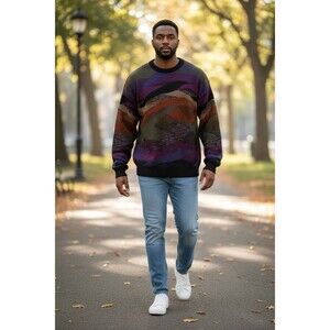 VINTAGE Mark Alexander Multicolor Dad Grampa Sweater Size XL